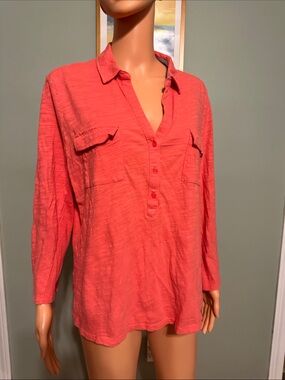 Jones New York Coral Button-Down Tunic Top